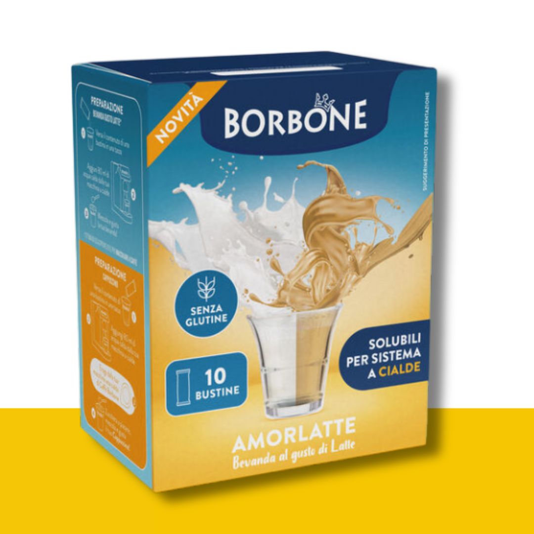 10 Stick Preparato Solubile Bevanda Bianca "AMORLATTE" Caffè Borbone
