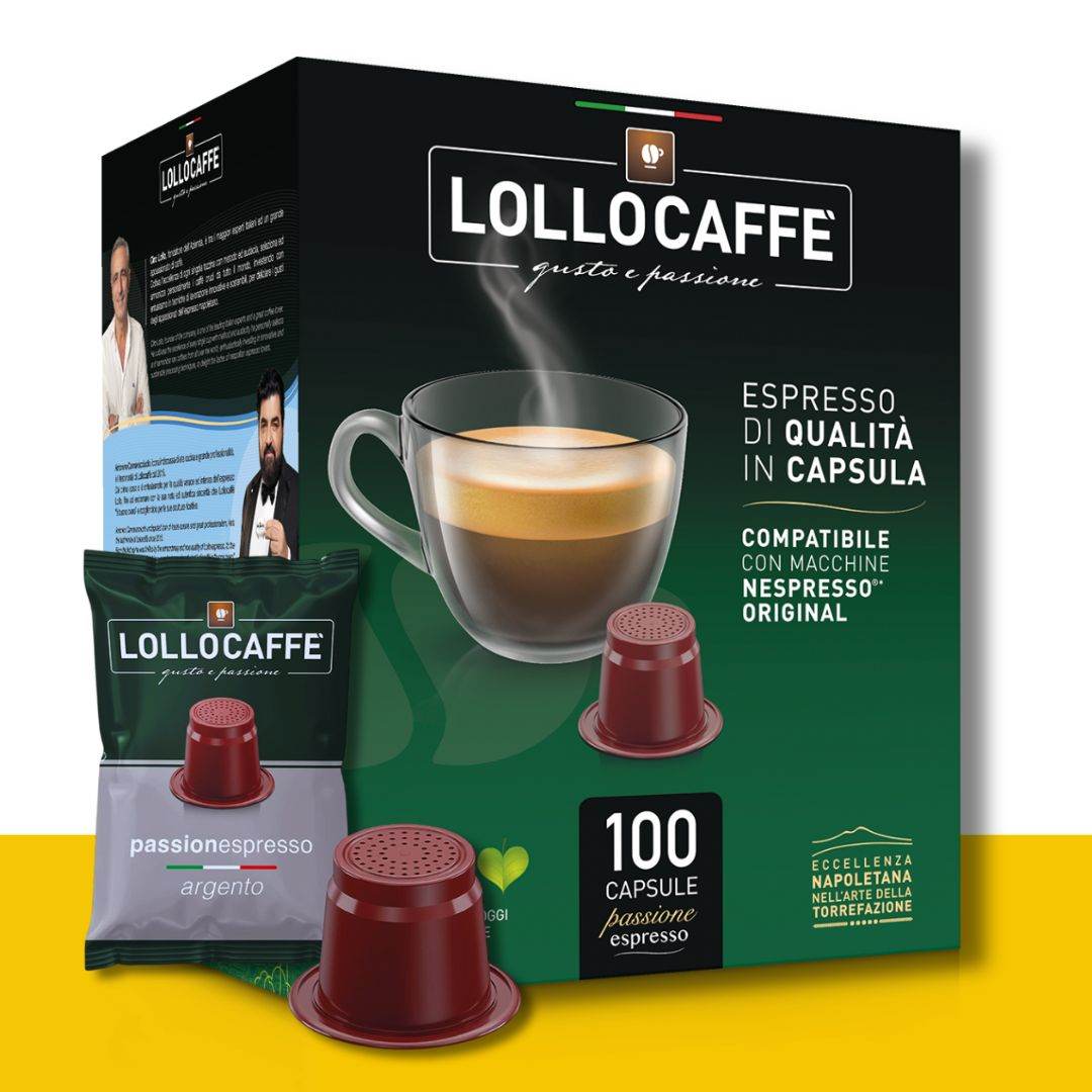 100 Capsule Nespresso Lollo Caffè Miscela Argento - Ital Cialde
