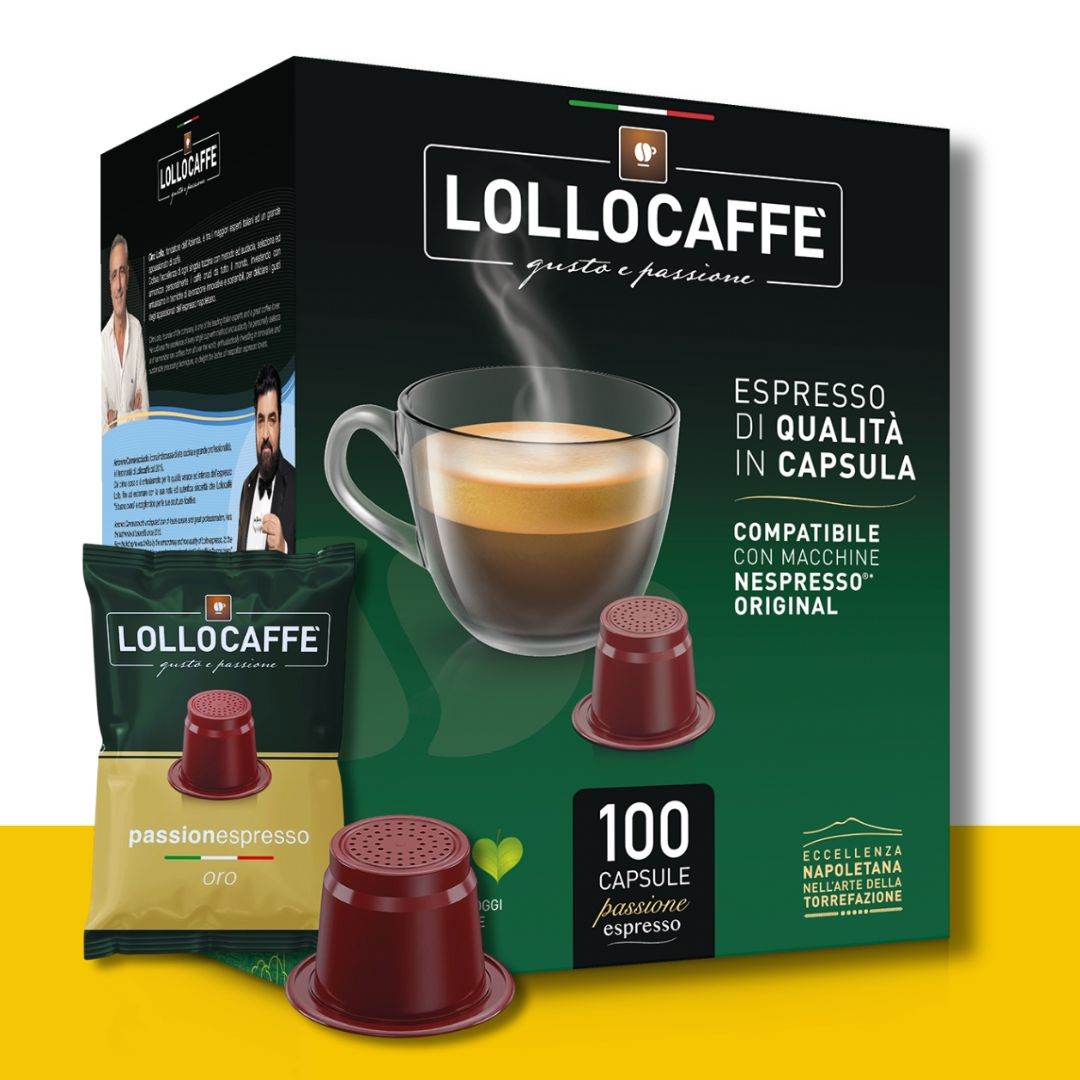 100 Capsule Nespresso Lollo Caffè Miscela Oro - Ital Cialde