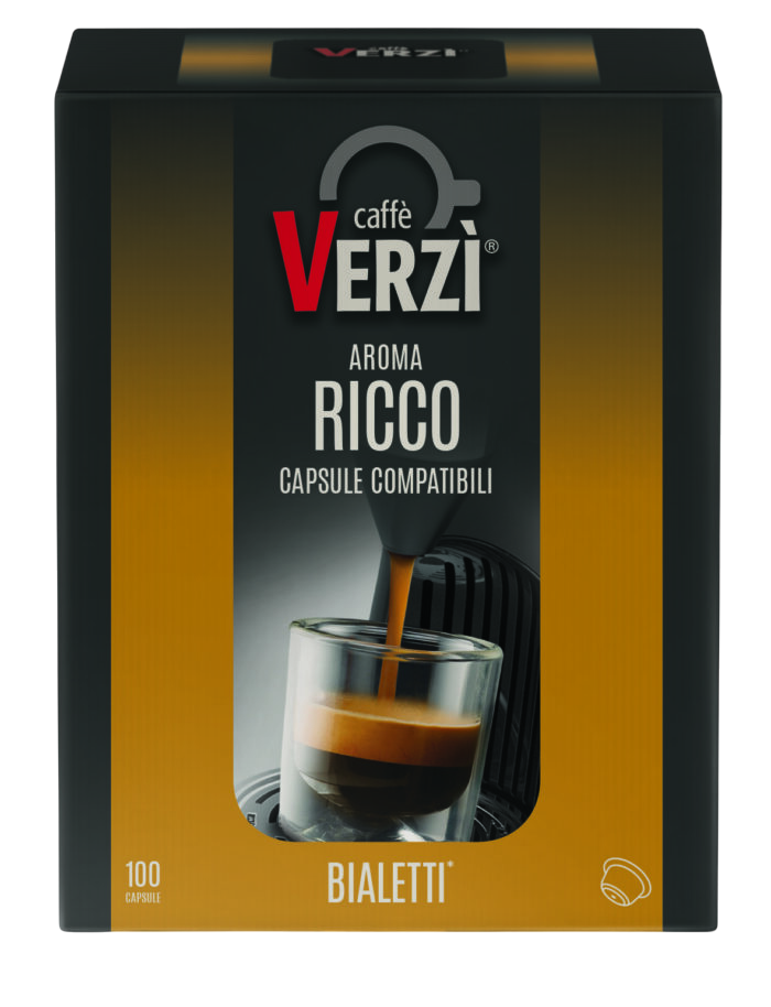 Caffè Verzì Aroma Ricco 100 Capsules Compatible Bialetti