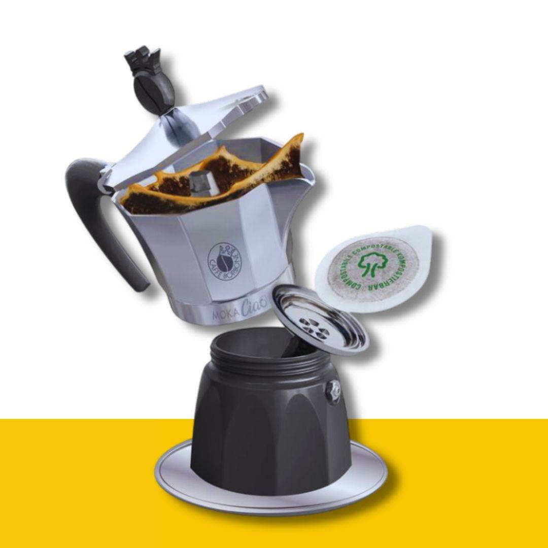 NUOVA Moka CIAO per Piani a Induzione + 15 Cialde Omaggio - Ital Cialde