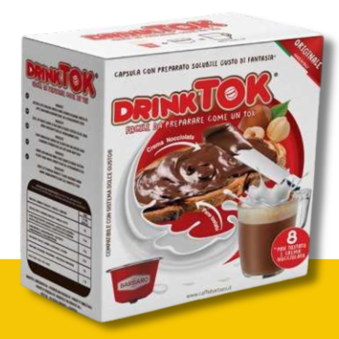 8 Capsule Dolce Gusto Drink Tok Pantostato e Nocciola Caffè Barbaro