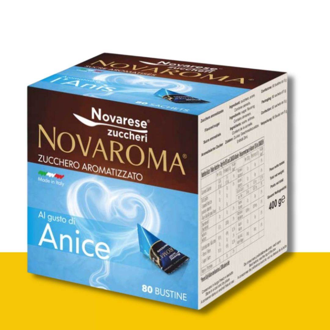 80 Bustine Zucchero Aromatizzato Novaroma Gusto Anice - Ital Cialde