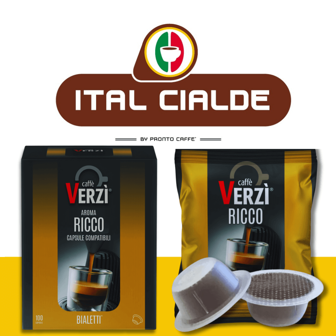 Caffè Verzì Aroma Ricco 100 Capsules Compatible Bialetti