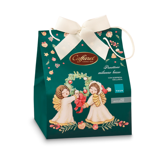 Panettone Caffarel Milanese basso in borsina + regalo Thun Caffarel
