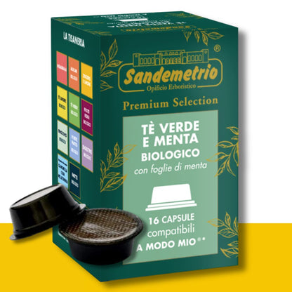 16 Capsule A Modo Mio Sandemetrio Tè Verde e Menta Bio Sandemetrio
