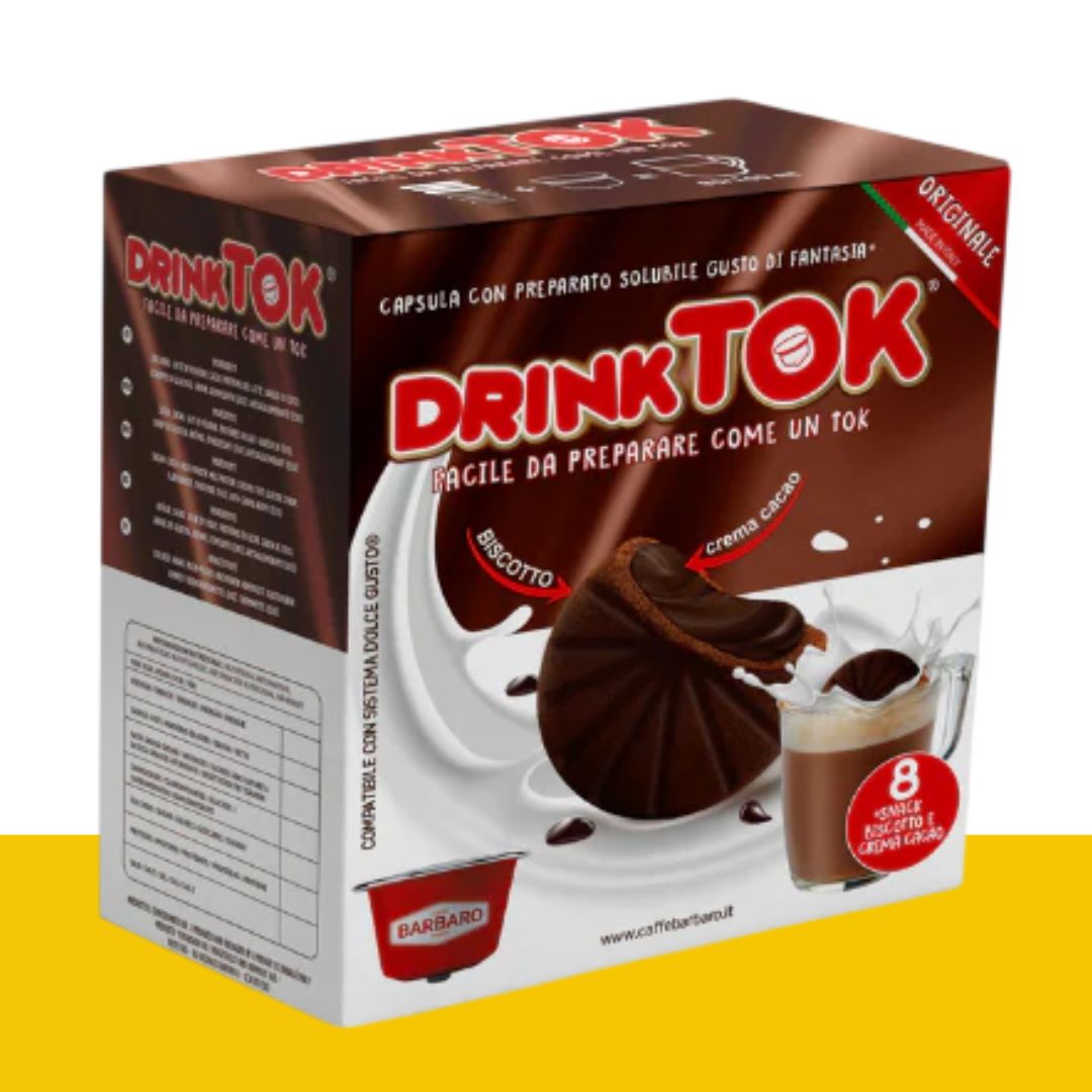 8 Capsule Dolce Gusto Drink Tok Biscotto Crema Cioccolata Caffè Barbaro