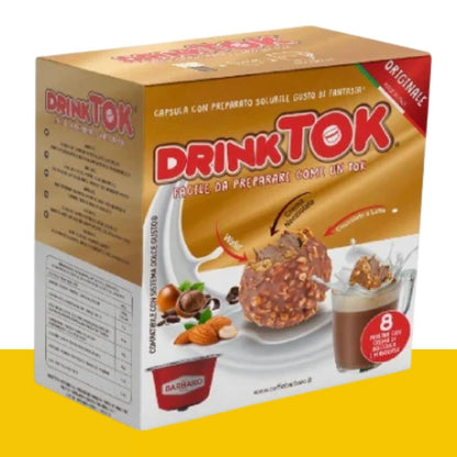 8 Capsule Dolce Gusto Drink Tok Pralina Nocciola e Mandorla Caffè Barbaro