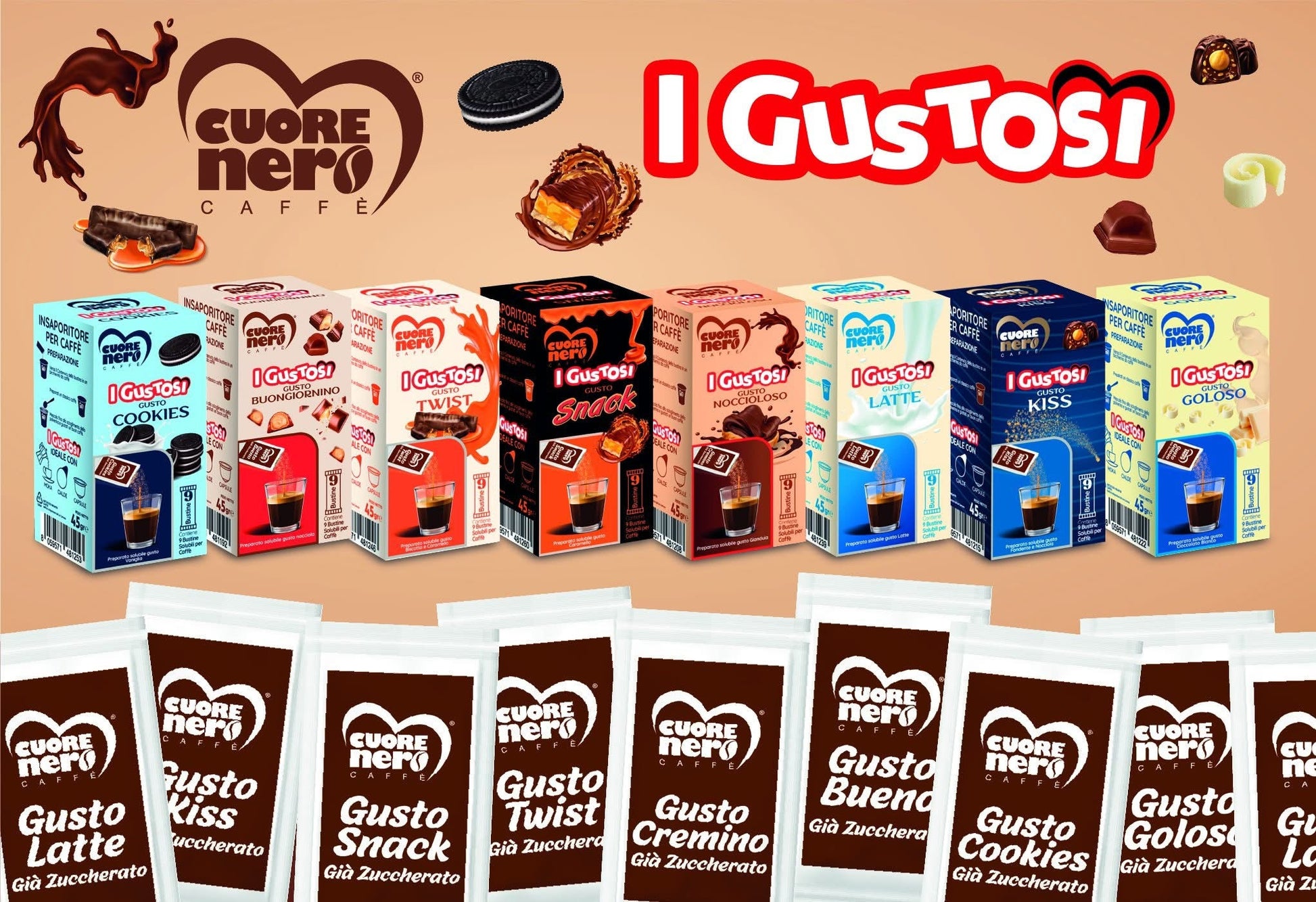 9 Zuccherini Aromatizzati Cuore Nero i Gustosi Cuore Nero