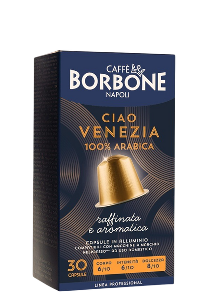 Capsule Nespresso in Alluminio Borbone Ciao Venezia 100% Arabica Caffè Borbone