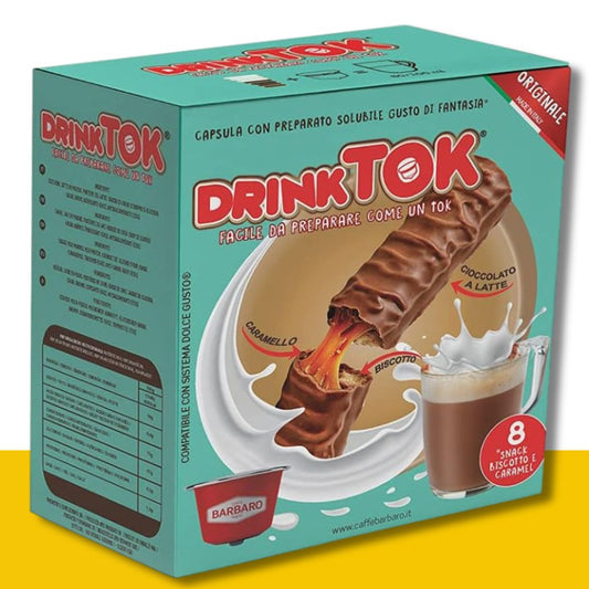 8 Capsule Dolce Gusto Drink Tok Biscotto e Caramello Caffè Barbaro