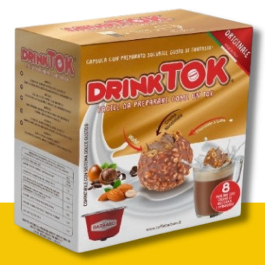 8 Capsule Dolce Gusto Drink Tok Pralina Nocciola e Mandorla Caffè Barbaro