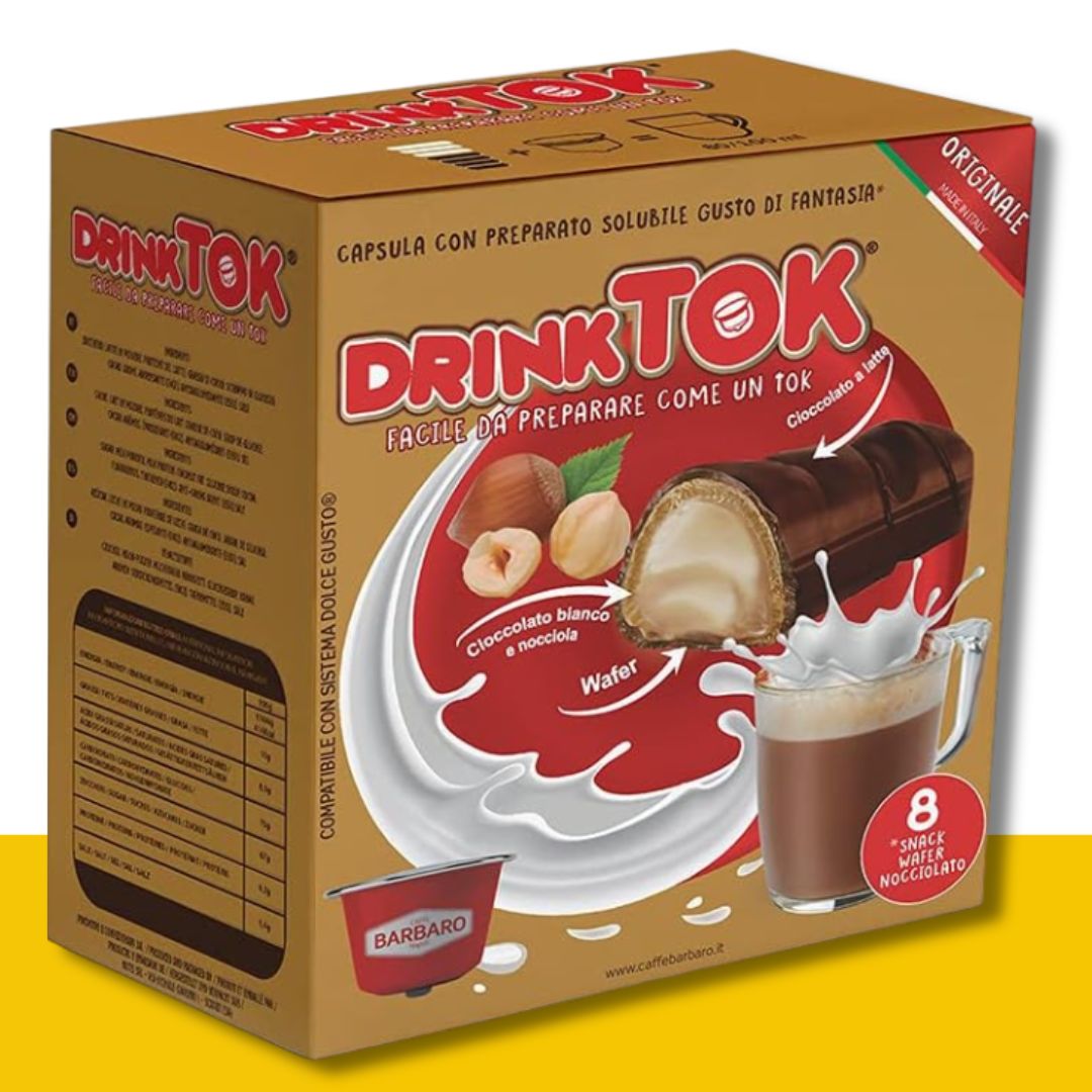 8 Capsule Dolce Gusto Drink Tok Wafer Nocciolato Caffè Barbaro