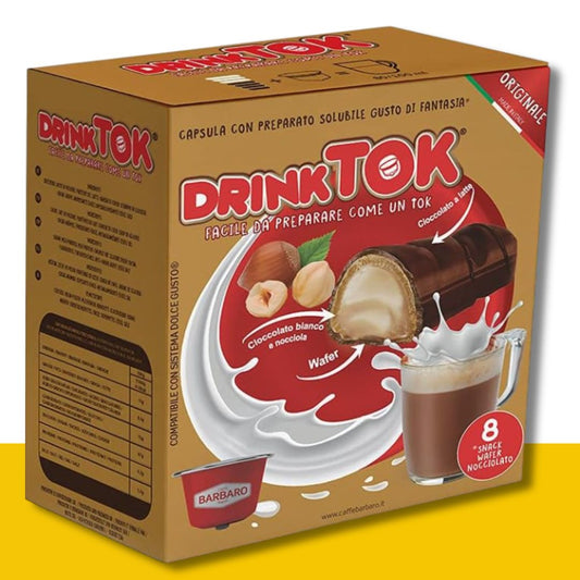 8 Capsule Dolce Gusto Drink Tok Wafer Nocciolato Caffè Barbaro