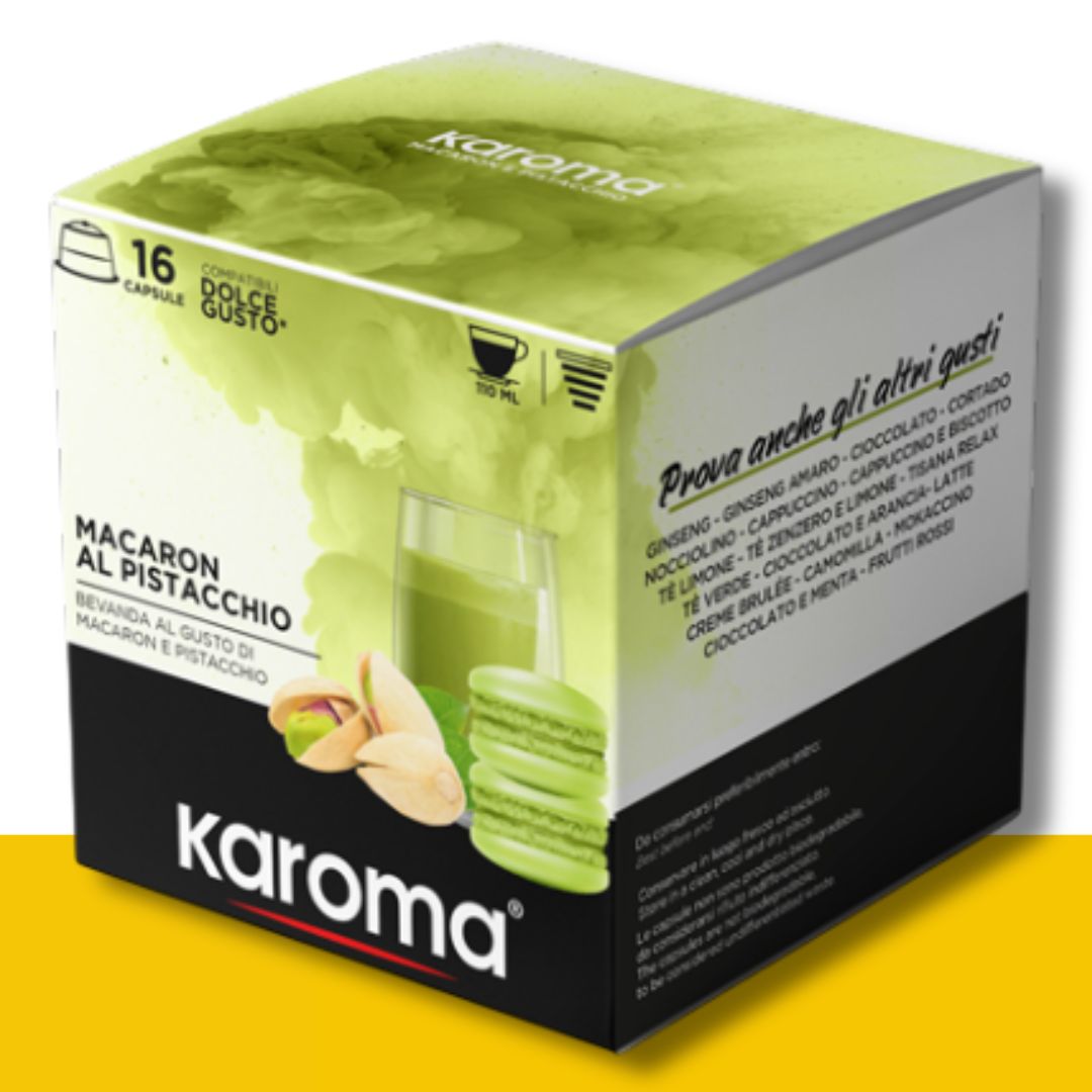 16 Capsule Dolce Gusto Karoma Macaron Pistacchio Caffè Karoma