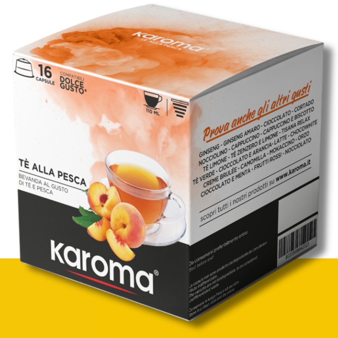 16 Capsule Dolce Gusto Karoma Tè Pesca Caffè Karoma