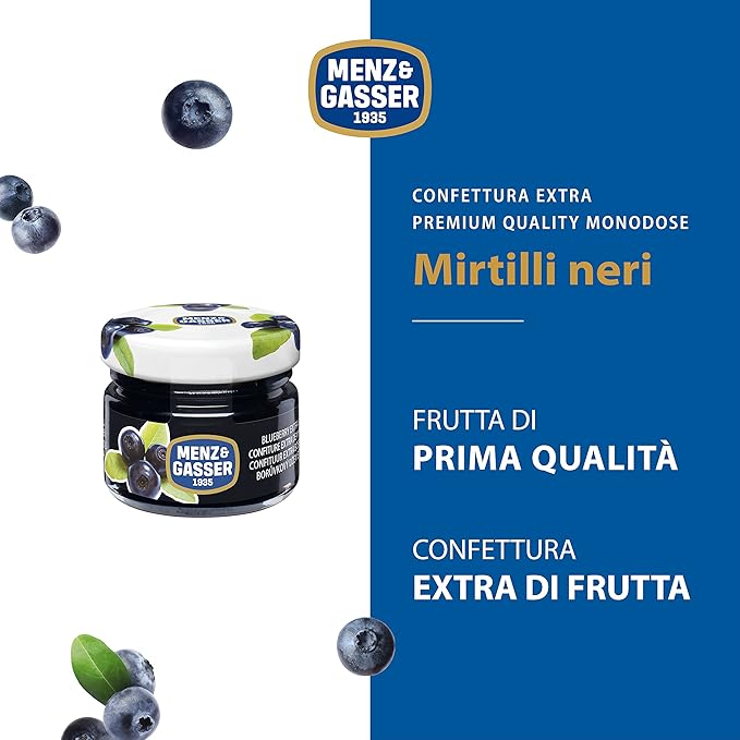 Menz & gasser marmellata mirtilli nero da 28g -ital cialde