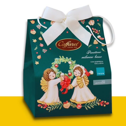 Panettone Caffarel Milanese basso in borsina + regalo Thun Caffarel